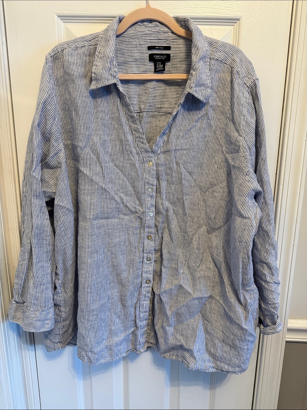 Jones & Co Jones NY Striped Linen Button Down Shirts Sz 3X